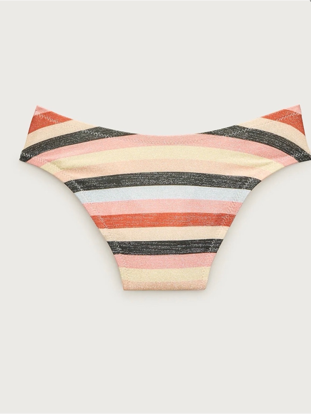 J. Crew sparkle Bikini Bottom in stripe Coral, Pink, Black, Cream